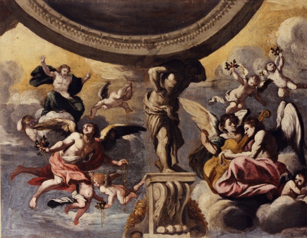 Anonimo — Anonimo romano - sec. XVII - Cristo in gloria e angeli (?) — insieme